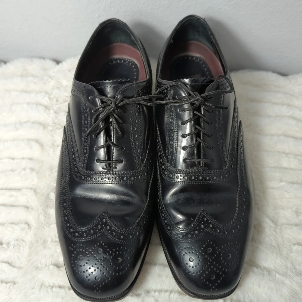 Florsheim Lexington 1706601 Mens Leather 10 3E‎ Black Wingtip Oxford Dress Shoes